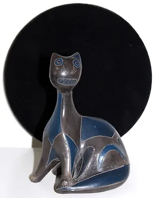 Black Pottery CAT Manuel Felguerez Barra Blue Black Beautiful Mid Century • $600
