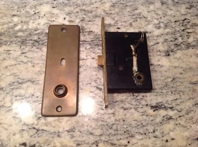 $40 • Buy VINTAGE CHANTRELL BRASS ENTRY MORTISE LOCK W/ KEY & BACKPLATE. Free Ship.