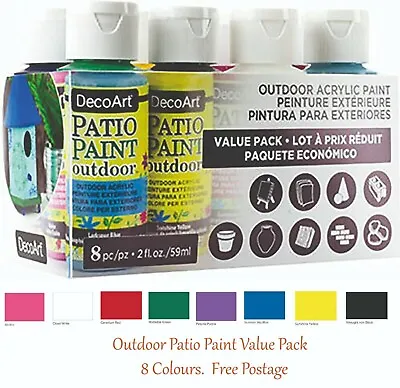 DecoArt Outdoor Patio Garden Paint Value Pack Of 8 Acrylic Paints 2oz DASK425 • £24.50