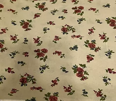 Vintage Roses On Beige Unbranded Cotton Fabric By The HALF YARD • $6.50