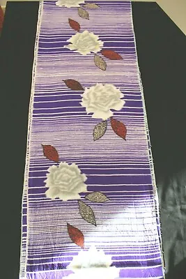 F-193 Antique Silk Meisen Kimono Fabric - Stripey Rose - 14  X 61  • $12.99