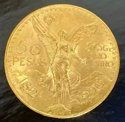 1923 Mexican Gold Centenario 50 Pesos Coin 37.5 Grams Pure Gold 1.2057 T Oz AU • $2950