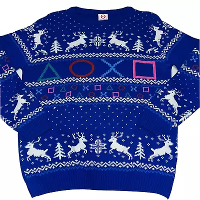 NUMSKULL Playstation Ugly Christmas Sweater Men's Size Medium Blue Pullover • $49.99