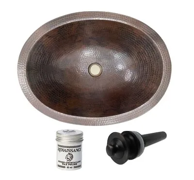 Oval Copper Hand Hammered Bathroom Vanity Sink With Drain And Wax  • $189.95