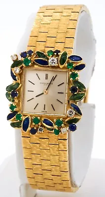 Vacheron Constantin 18k 0.70ct Diamond/Emerald/Sapphire Enamel Floral Watch • $5597