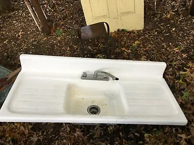 VTG Cast Iron Porcelain Double Drain Farm  Sink  53  X 22  • $630