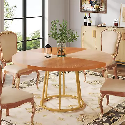47 Inch Round Dining Table For 4 Wood Kitchen Table Large Dinner Table With Sto • $270.36