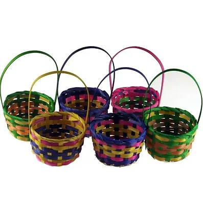 £12.99 • Buy Set Of 6 MEDIUM  Multi Colour Easter Egg Hunt Wicker Baskets