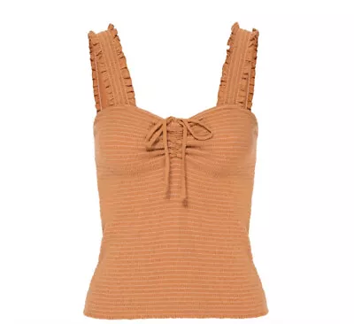 Nation LTD Eloise Tank Smocked Cami Boho 70s Style XS Orange • $48