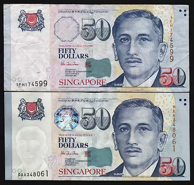 SINGAPORE 50 DOLLARS P41 A 1999 MUSIC Error WITH OUT SILVER HOLOGRAM RARE NOTE • $599.99
