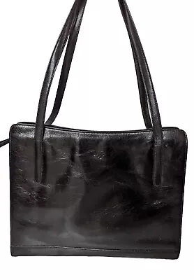 Monsac Original Polished Black Leather Shoulder Bag Purse - Great Cond • $29.99