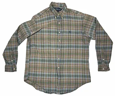 Ralph Lauren Men's Long Sleeve Button Down Shirt Size L Classic Fit Grey Plaid • $27.73