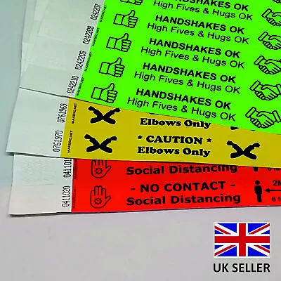 £3.19 • Buy 19mm TYVEK Paper ID Wristbands TRAFFIC LIGHT No Contact Caution Ok
