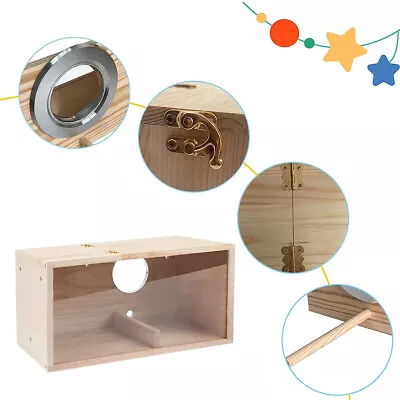 Transparent Wooden Small Natural Parakeet Nesting Box Cage 25x13x13cm Bird House • $35.55