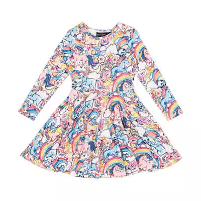 Rock Your Baby Unicorn Spectrum LS Waisted Dress In Multicolour • $56