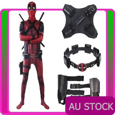 Kids Boys Deadpool Full Set Costume Marvel Comic X-Men Superhero Anti Hero • $76.99