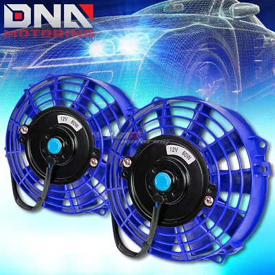 X2 7  12v Electric Slim Push/pull Blue Engine Cooling/radiator Fan+mounting Kit • $37.66