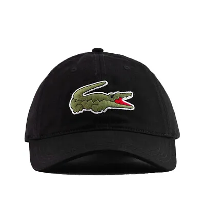Lacoste Strapback Hat Oversized Crocodile Unisex Adults Black RK4711 Strap • $37.95