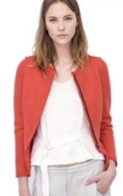 Zara Orange/Red Wool Blend Peplum Blazer Size Large EUC • £12.35