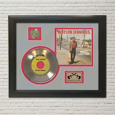 Waylon Jennings White Lightning Framed Picture Sleeve Gold 45 Record Display M4 • $149.95