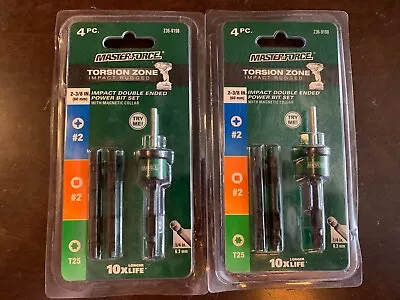 Impact Double Ended POWER BIT SET 2-3/8  #2 & T25 4pcs Lot X2pk MasterForce • $10.99