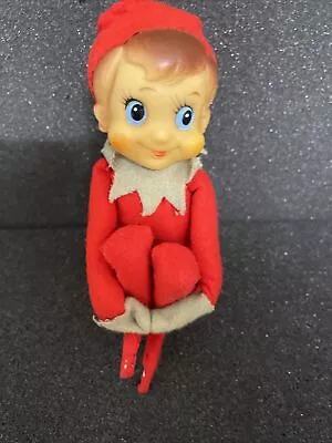 Vintage Japan Felt Knee Hugger Pixie Elf Christmas Ornament  T.K.R. Japan • $13.80
