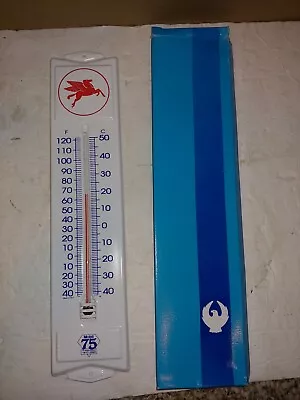 Vintage 1992 Mint In Box MIB Mobil Pegasus Metal Wall Thermometer Sign13x3 • $60