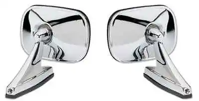 Set Of Vintage Style Chrome Rectangle Side View Mirrors For Classic Muscle Cars • $54.99