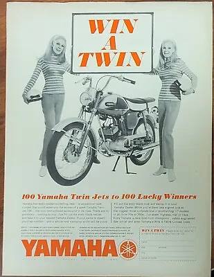 1967 Yamaha 100 Twin Jet Motorcycle Original Print Ad • $7.99