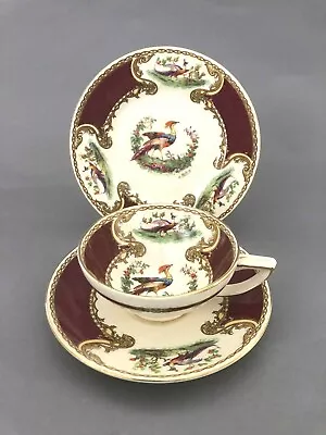 Antique Chelsea Bird Center Red Cup And Saucer Trio Set By Myott Staffordshire • $65