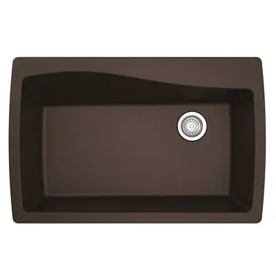 Karran Drop-In Kitchen Sink 34  1-Hole/Bowl Rectangular Quartz Composite Brown • $356.51