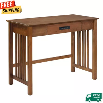 Gaming Writing Desk Table W/ Pull-Out Drawer Storage Compact Home Office Brown • $198.36