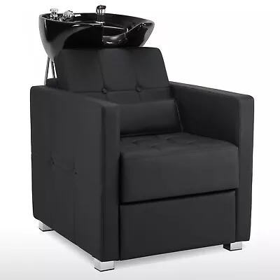 BarberPub Backwash Shampoo Station Chair With Porcelain Hair Wash Bowl 9309 • $689.90