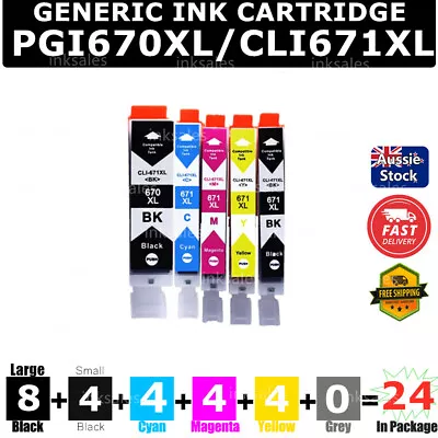 24x PGI670 CLI671 Generic Ink For Canon MG5760 MG5765 MG6860 MG6865 TS5060 6060 • $33.60