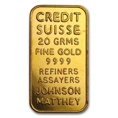 20 Gram Gold Bar - Credit Suisse (Johnson Matthey Assayer) • $1885.91