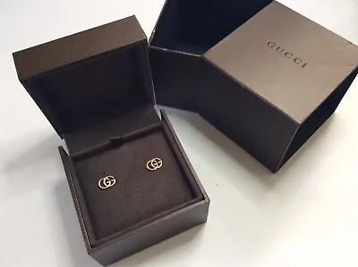 Auth Gucci Earrings GG Interlocking 18Ct Gold Studs Au750 Brand New • $1045.32