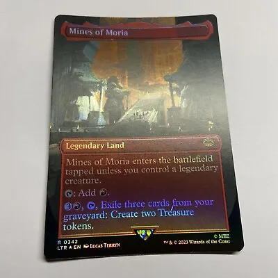 MTG Mines Of Moria - Lord Of The Rings - Rare Borderless Foil Extended Land • £4.49