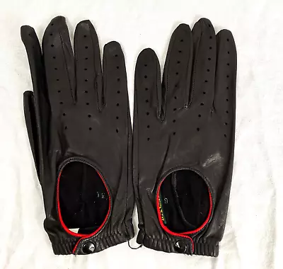 Size 9.5 Vintage T. Anthony Perforated Driving Gloves England Black Leather • $59.99