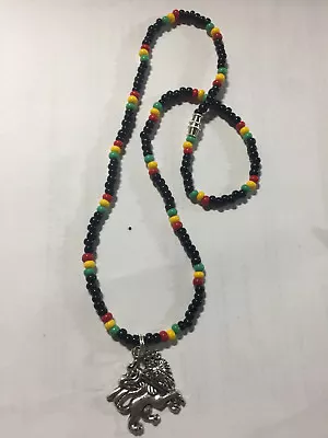 Black Irie Beads Silver Lion Of Judah Rasta Necklace 14  16  18   20  • $17.50