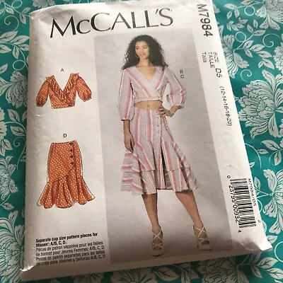 McCALL'S PATTERN M7984 Wrap Top & Skirt:  Size 12-14 Only • £8.99