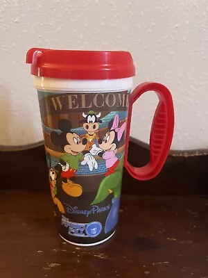 Disney Parks Travel Mug Rapid Fill Tumbler Cup With Red Handle • $6.49