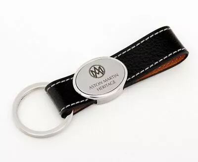 Aston Martin Heritage Leather & Chrome Pendant Keyring • $29.84