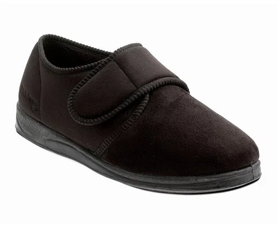 £28.35 • Buy Padders Wide Fit Touch Strap Slippers In Black Suede Size  6 To 12