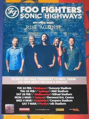 Foo Fighters - 2015 Sonic Highways Australian Tour  -  Promo Tour Poster • $15.95