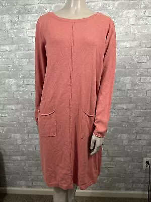 J Jill Small Orange Long Sleeve Knee Length Sweater Dress Cashmere Cotton Blend • $15.99