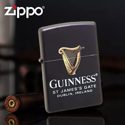 Black Matte Guinness 218-084160 Zippo Lighter Free Shipping AU Shipping • $95