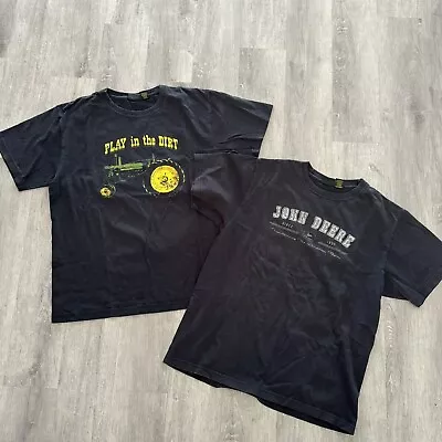 Vintage John Deere Tractor Shirts Men’s Size Large Black Lot Of 2 Farm Tees • $36.99
