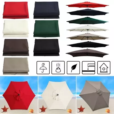 Fabric Garden Parasol Canopy Replacement Cover For 2m 6 Arm Patio Sun Umbrella • £12.41