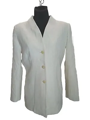 Vintage Bowdon Blazer Jacket Cream Buttoned Collarless Made In U.S.A • $24.99