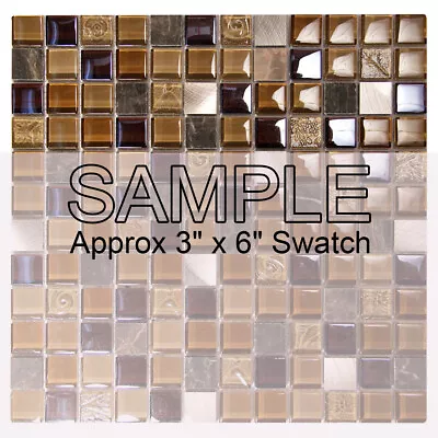 Mosaic Tile Glass Marble  Metal Coeus Squares Kitchen Wall Backsplash Brown • $4